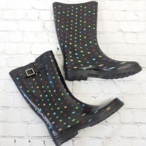 Rainbow Polka Dot Tall Rain Boots